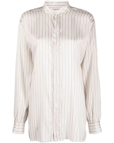 LeKasha Henryl Striped Silk Shirt - White