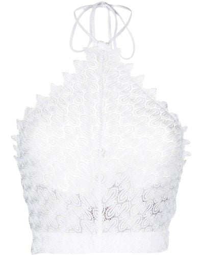Missoni Knitted Halterneck Crop Top - White