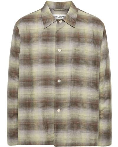 Our Legacy Box Checked Shirt - Men's - Cotton/linen/flax - Grey