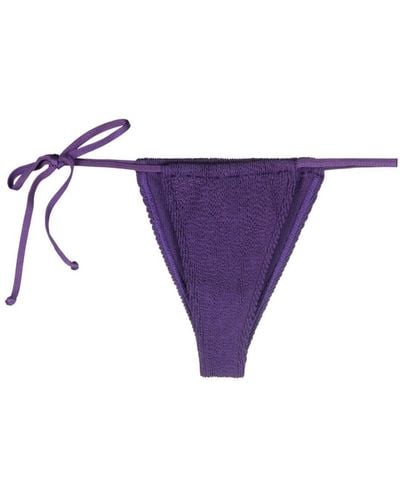 Bondeye Tie-fastening Crinkled Bikini Bottom - Purple