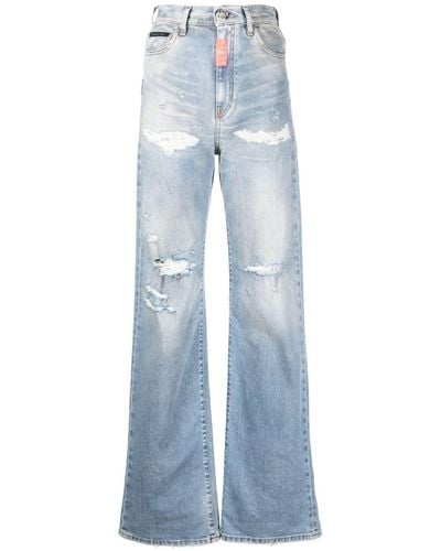 Philipp Plein Ripped-detail Denim Jeans - Blue