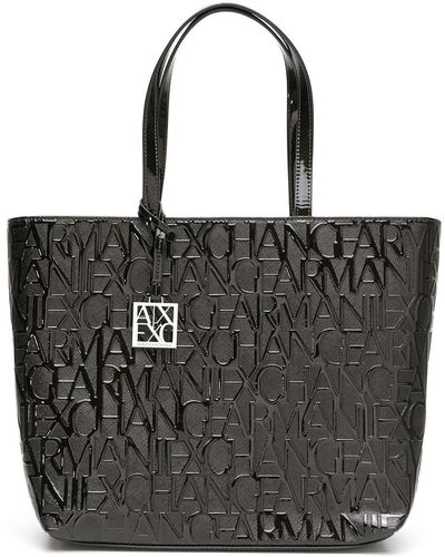 Armani Exchange Shopper Met Monogram - Zwart
