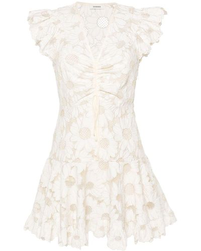 Sandro Robe à broderie anglaise - Blanc