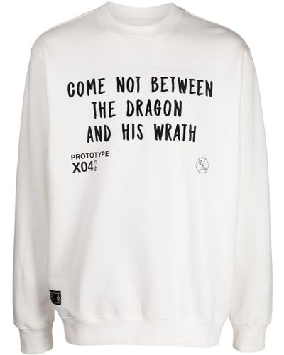 Izzue Slogan-embroidered Crew-neck Sweatshirt - White