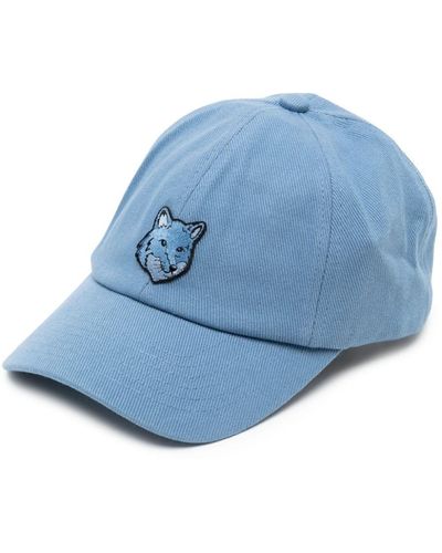 Maison Kitsuné Fox Head Baseballkappe mit Logo-Stickerei - Blau