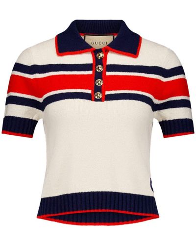 Gucci Polo de Algodón A Rayas - Rojo