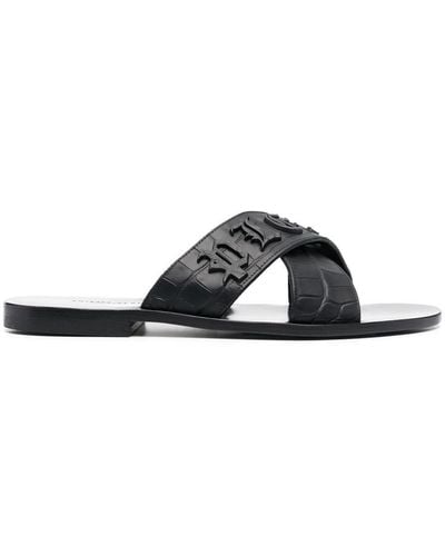 Philipp Plein Logo-lettering Open Toe Sandals - Black
