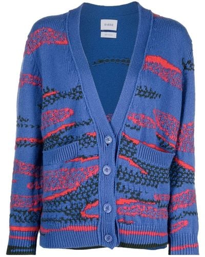 Barrie Abstract-pattern Knit Cardigan - Blue