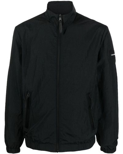 Calvin Klein Crinkled-finish Zip-up Jacket - Black