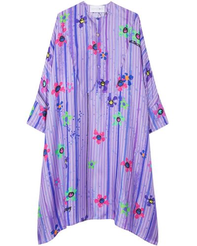 AZ FACTORY Floral-print Kaftan Dress - Purple
