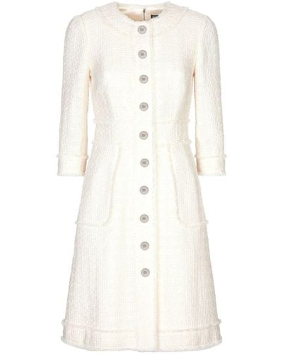 Dolce & Gabbana A-line Tweed Dress - White