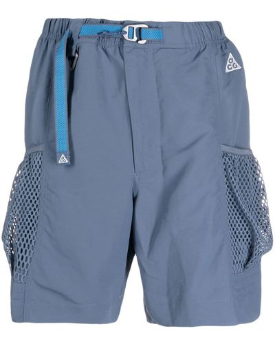 Nike Bermudas con cinturón y logo bordado - Azul