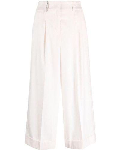 Peserico High-waisted Cropped-leg Trousers - White
