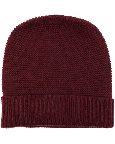 N.Peal Cashmere Contrast-panel Knitted Beanie - Red