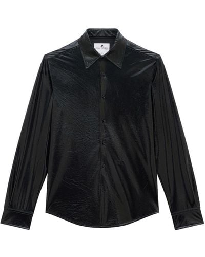Courreges Faux-leather Button-up Shirt - Black