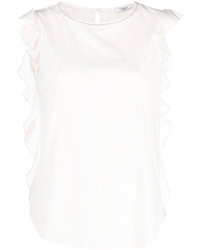 Peserico Ruffle-trim Sleeveless Blouse - White