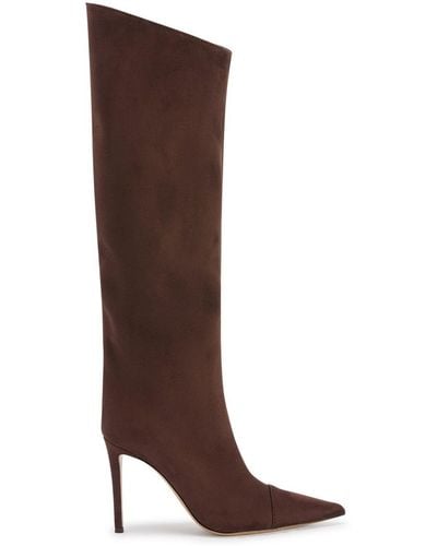 Alexandre Vauthier Pointed-toe 105mm Cotton Boots - Brown