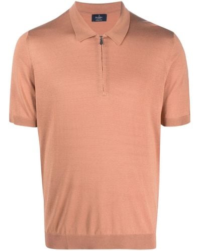 Barba Napoli Zip-up Short-sleeved Polo Shirt - Orange