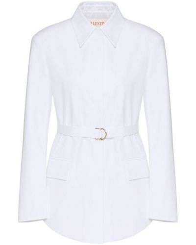 Valentino Garavani Robe-chemise en coton à manches longues - Blanc