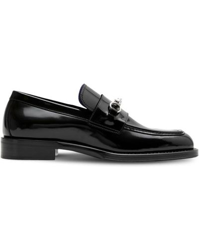 Burberry Barbed Leather Loafers - Black