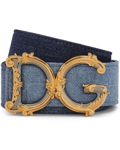 Dolce & Gabbana Logo-buckle Cotton Belt - Blue