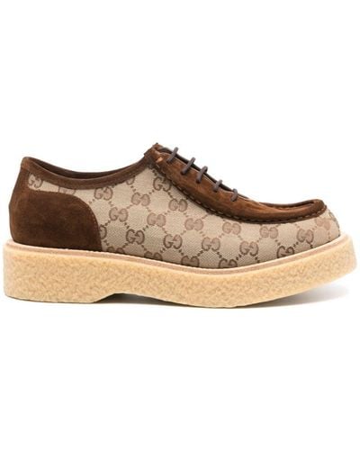 Gucci Zapatos con cordones y logo GG - Marrón