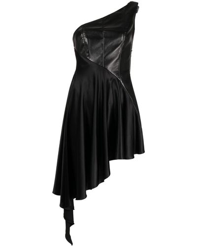 Matériel One-shoulder Faux-leather Dress - Black