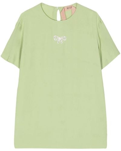 N°21 Bow-detail T-shirt - Green