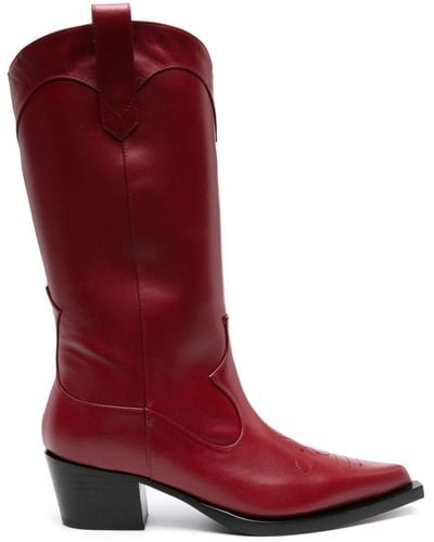 SCAROSSO Dolly Leather Boots - Red