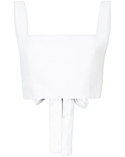 Venroy Back Tie Cropped Top - White