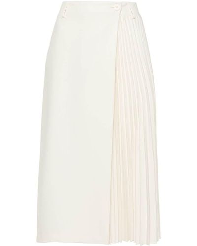 Semicouture Pleated-panel Wrap Midi Skirt - White