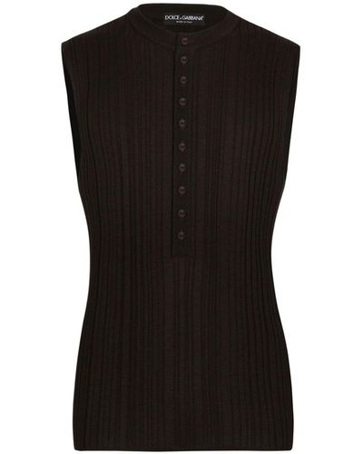 Dolce & Gabbana Sleeveless Silk Top - Black