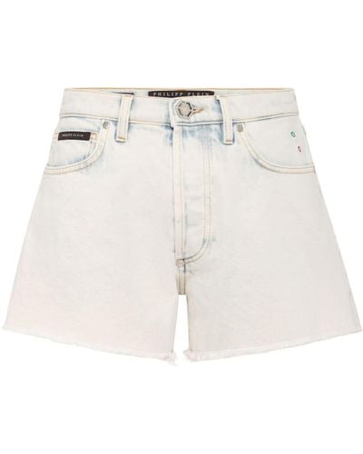 Philipp Plein Denim Hot Trousers Shorts - White