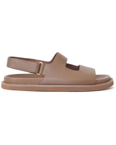 12 STOREEZ Grained-leather Flat Sandals - Brown