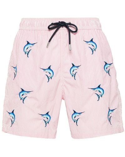 Mc2 Saint Barth Fish-embroidered Swim Shorts - Pink