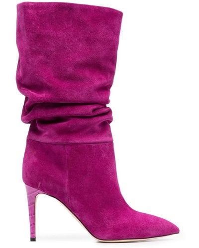Paris Texas Slouchy Pointed Suede Boots - Pink