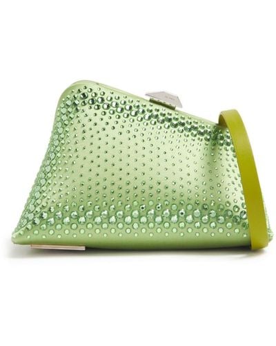 The Attico Midnight Crystal-embellished Clutch Bag - Green