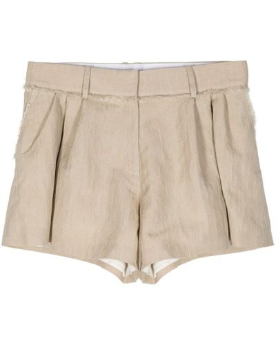 Rabanne Pleated Cotton-blend Shorts - Natural
