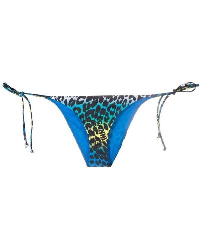 Ganni Leopard-print Bikini Bottoms - Blue