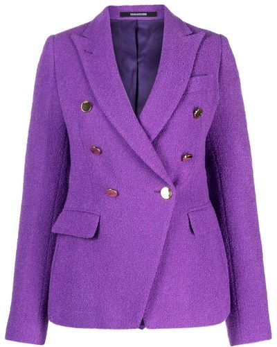 Tagliatore Double-breasted Virgin Wool-blend Blazer - Purple