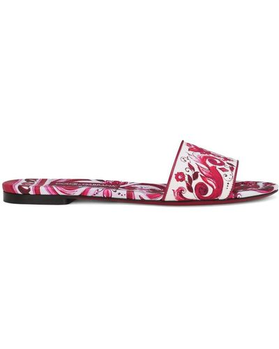 Dolce & Gabbana Slippers Met Majolica-print - Roze
