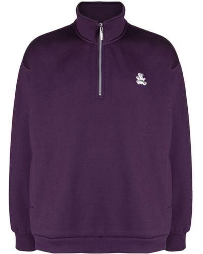 Izzue Appliqué-detail Half-zip Sweatshirt - Purple
