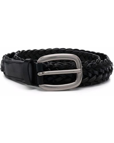 Golden Goose Interwoven Leather Buckle Belt - Black