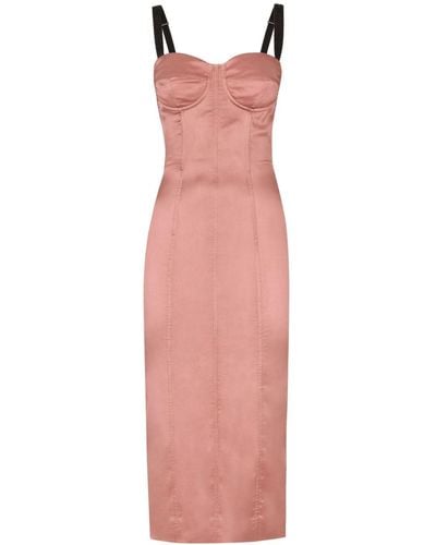 Dolce & Gabbana Sweetheart-neck Silk-blend Dress - Pink
