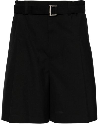 Sacai Pleated Cotton Shorts - Black