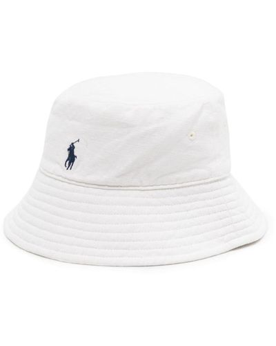 Polo Ralph Lauren Leinen-Fischerhut mit Logo-Stickerei - Weiß
