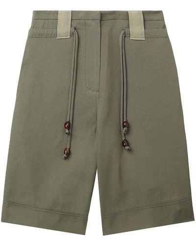 Ganni Wide-leg Drawstring Shorts - Green