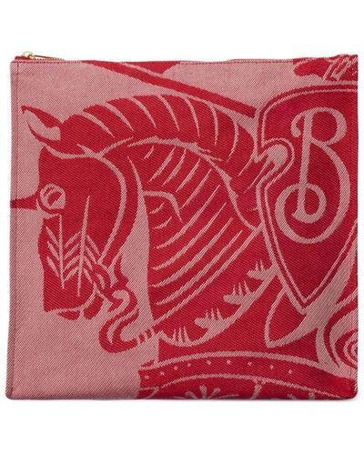 Burberry Pochette en toile à logo EKD - Rouge