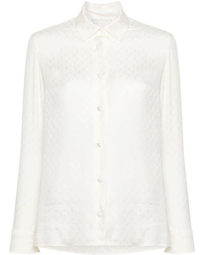 Palm Angels Jacquard-Seidenhemd mit Monogrammmuster - Weiß