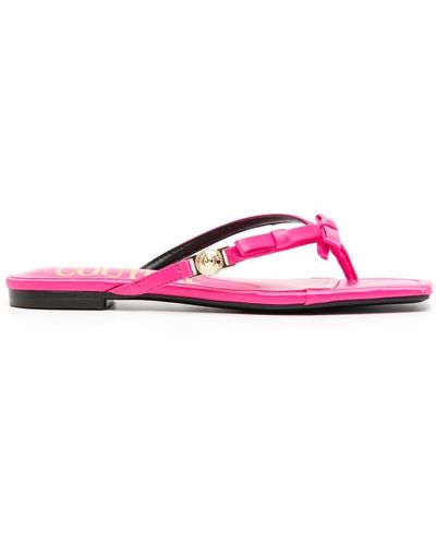 Versace Satin Square-toe Flip Flops - Pink
